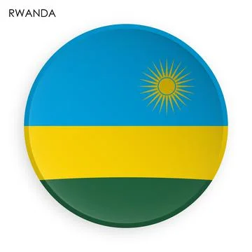 RWANDA flag icon in modern neomorphism style. Button for mobile application o 스톡 일러스트