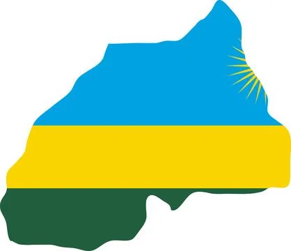 Rwanda Flag in Map, Rwanda Map with Flag, Country Map, Rwanda Map with Flag.. Illustrazione stock
