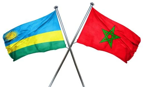 Rwanda flag with Morocco flag, 3D rendering Stock Illustration