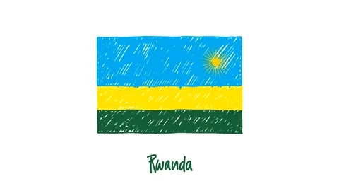 Rwanda Flag Pencil Sketch Looping Animation Stock Footage 212768131