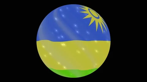Rwanda flag in a round ball rotates. Flicker and shine. Animation loop Stock Footage 145857906