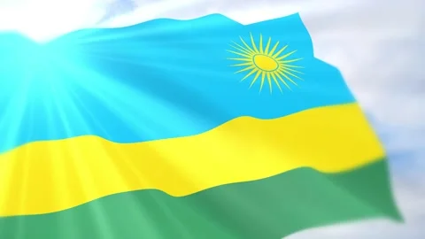 Rwanda Flag Seamless Loop 4k 60fps on Sky Background Stock Footage 340620433