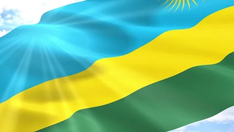 Rwanda Flag Seamless Loop 4k 60fps on Sky Background Stock Footage 341568414