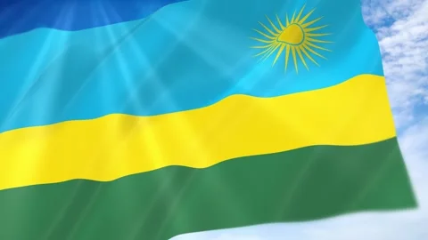 Rwanda Flag Seamless Loop 4k 60fps on Sky Background Stock Footage 341676932