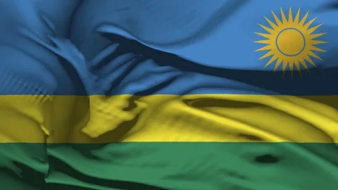 Rwanda  Flag Wave Loop waving in wind Realistic Rwanda Flag background 動画素材 341648898