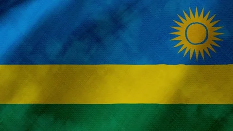 Rwanda flag waving background with real fabric texture Stockbeeldmateriaal 291918074