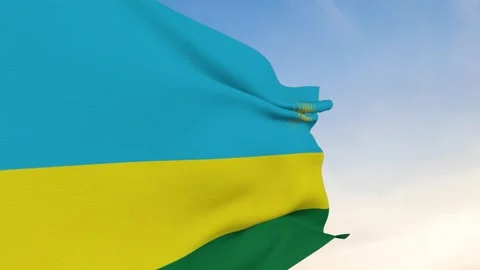 Rwanda Flag Waving In Blue Sky Side View Stock Footage 240651748