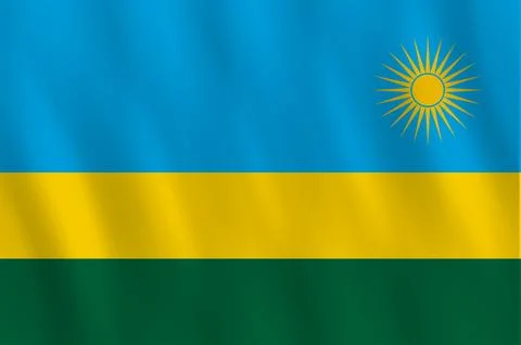 Rwanda flag with waving effect, official proportion. Stock Illustration