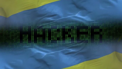Rwanda flag - Waving flag on matrix binary code background Stock Footage 321420509