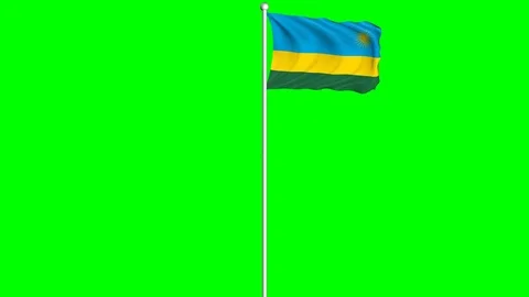 Rwanda Flag Waving Fluttering on Wind Loopable Green Blue Screen Matte Video stock 77573091