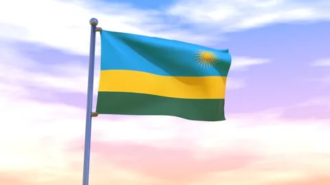 Rwanda Flag waving in the high wind Video stock 155459075