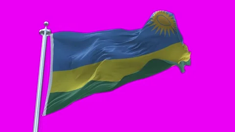Rwanda Flag Waving in Loopable and Textured green screen background Video stock 296876169