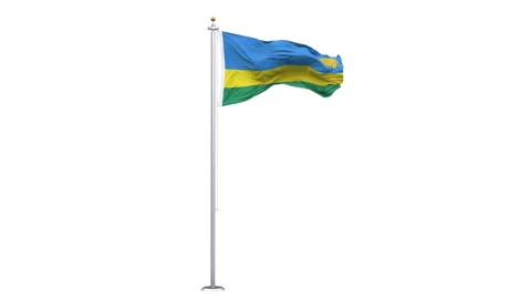 Rwanda flag waving looping with transparent background. Vídeos de archivo 346881557