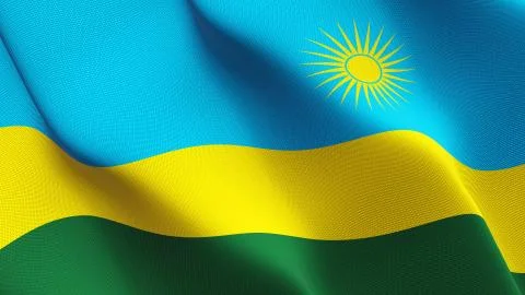 Rwanda flag waving on wind. Stock-Illustration