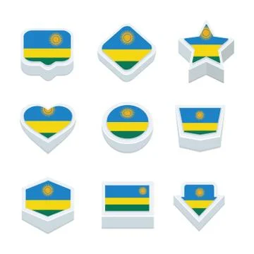 Rwanda flags icons and button set nine styles Stock Illustration