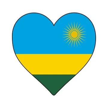 Rwanda Heart Shape Flag. Love Rwanda. Visit Rwanda. Northern Africa. Africa.. Stock Illustration