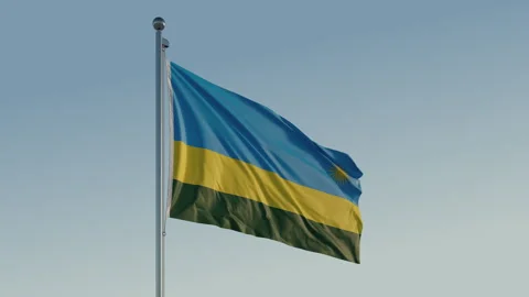 Rwanda Kigali Flag loop Cinematic Realistic Waving Blue Sky 스톡 동영상 308791976