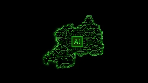 Rwanda Map AI Chipset Technology Opener Stock Footage 337082166