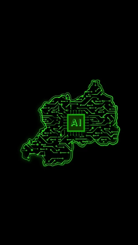 Rwanda Map AI Chipset Technology Opener Stock Footage 337172574