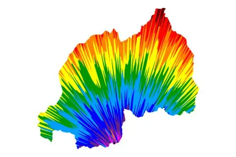 Rwanda - map is designed rainbow abstract colorful pattern, Republic of Rwand Stock Illustration
