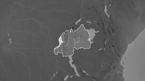 Rwanda map - extract. Regions. Grayscale. Labels Stock Footage 322876702