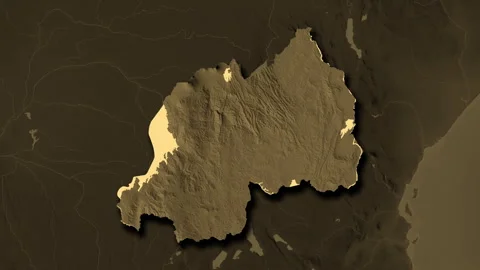 Rwanda map - extract. Shadow. Sepia. Labels Stock Footage 322884395