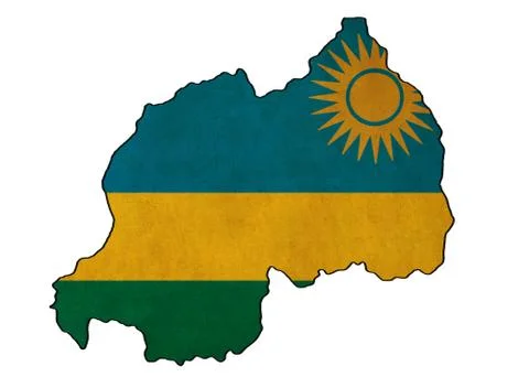 Rwanda map on  flag drawing ,grunge and retro flag series Stock Illustration