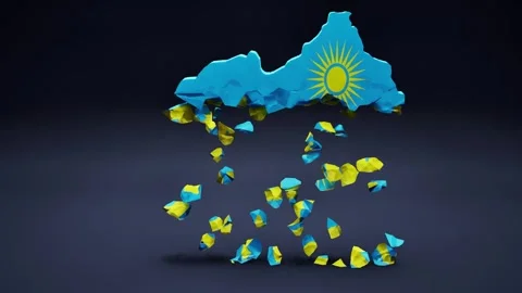 Rwanda Map With Flag Video stock 324850583