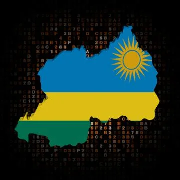 Rwanda map flag on hex code illustration Stockillustratie