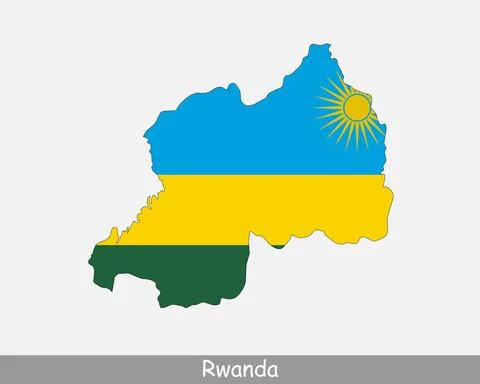 Rwanda Map Flag Stock Illustration