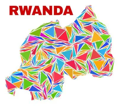 Rwanda Map - Mosaic of Color Triangles 스톡 일러스트