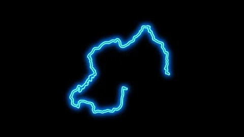Rwanda Map Outline Neon Lights Stock Footage 332850531