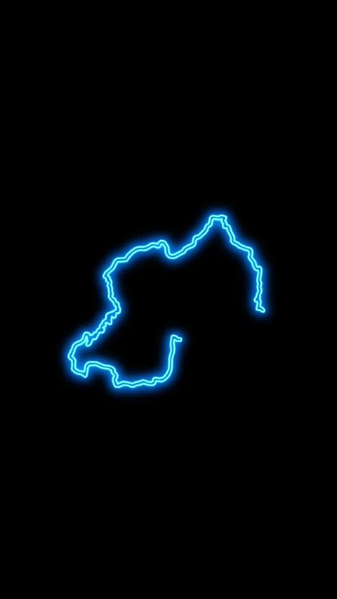 Rwanda Map Outline Neon Lights Stock Footage 333057250