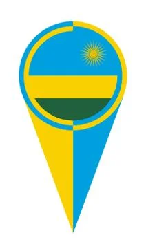 Rwanda Map Pointer Location Flag Stock Illustration
