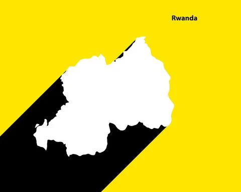 Rwanda Map on retro poster with long shadow Stock Illustration
