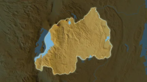 Rwanda map - solid. Glow. Physical. Stock Footage 241730424