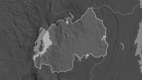 Rwanda map - solid. Regions. Grayscale. Stock Footage 241730137