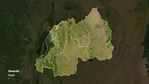 Rwanda map - solid. Regions. Satellite. ... | Stock Video | Pond5