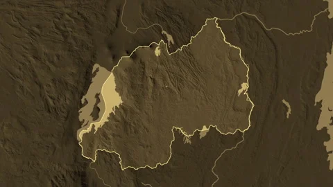 Rwanda map - solid. Regions. Sepia. Stock Footage 241730388