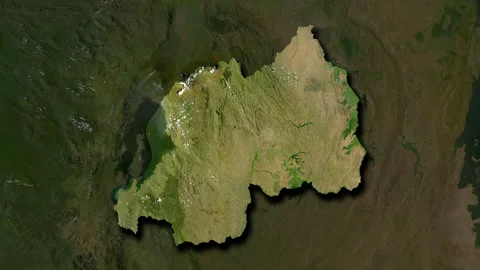 Rwanda map - solid. Shadow. Satellite. Stock Footage 149435940