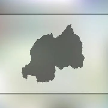 Rwanda map. Vector silhouette of Rwanda. Blurred background Stock Illustration