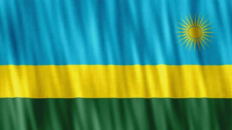 Rwanda National Flag. Seamless loop animation closeup waving.  Stock Footage 222624172