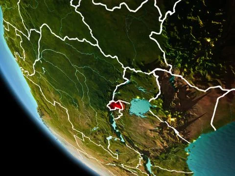 Rwanda at night on Earth Stock Illustration