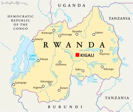 Rwanda Political Map Stock Illustration