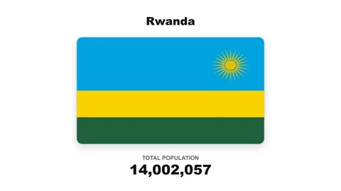 Rwanda population counter with national flag infographic Stock Footage 346508730