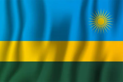  Rwanda realistic waving flag vector illustration. National country backgr... Stock Photos