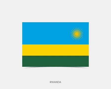 Rwanda Rectangle flag icon with shadow. Illustrazione stock
