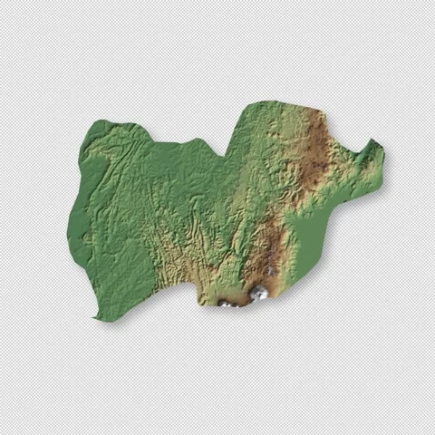 Rwanda Rotating 3D Relief Map Seamless Loop, Alpha Channel 4K Stock Footage 340702898