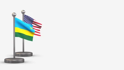 Rwanda seamless 3D waving flag animation on tiny flagpole. Video stock 128566883