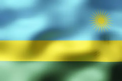 Rwanda - textile flag - 3d illustration 스톡 일러스트